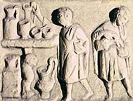 Bas relief sculpture of Roman slaves.