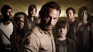 The Walking Dead cast with Rick in the forefront.